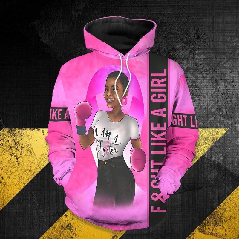 Fight Like A Girl Breast Cancer Awareness Hoodie 3D All Over Print