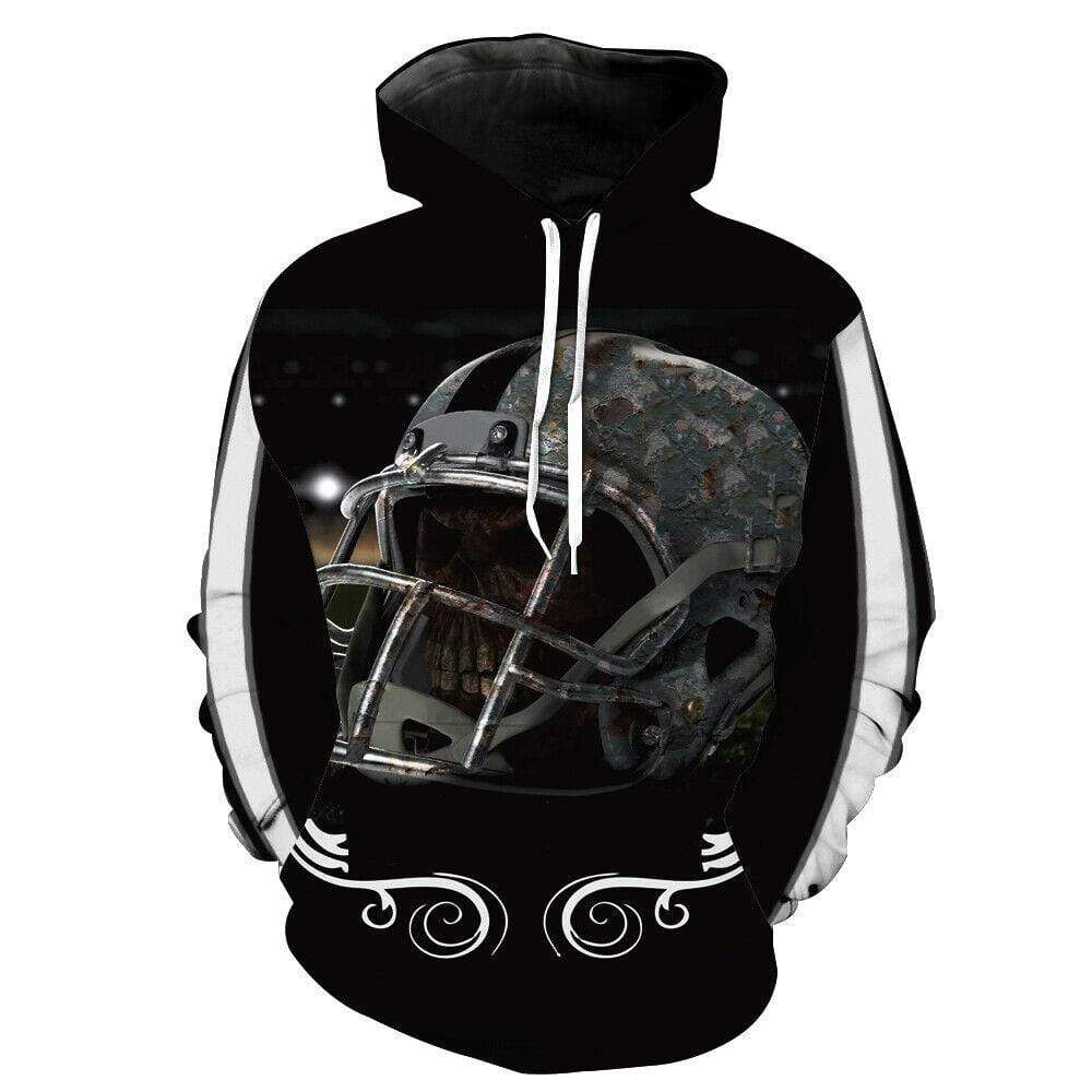 American Football Skull Old Helmet Hoodie 3D All Over Print
