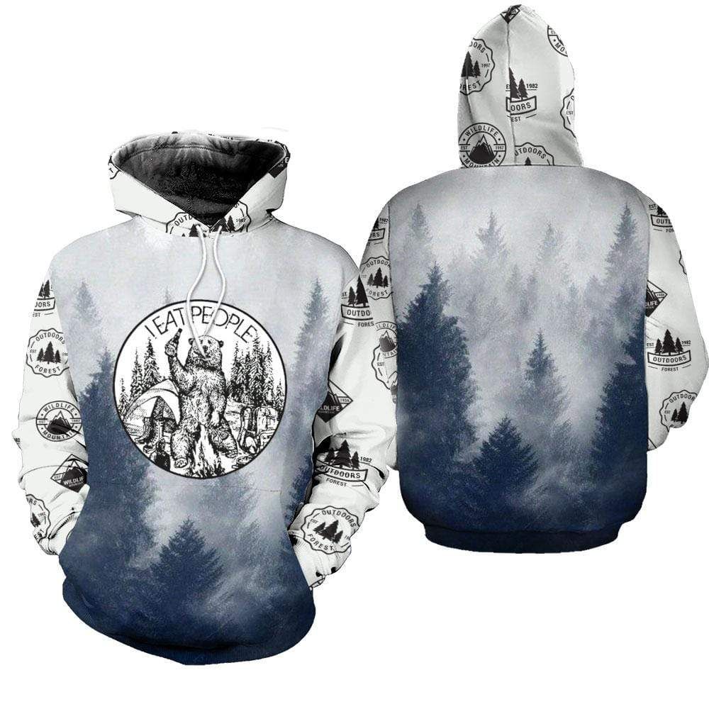 Bear In Forest I Hate People Camping Lover Hoodie 3D All Over Print