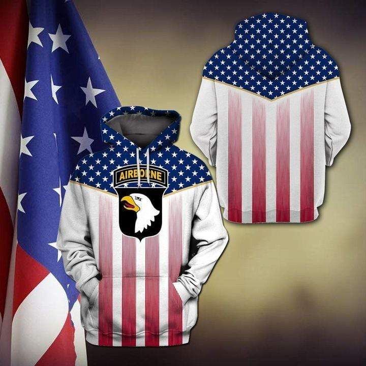Airborne American Flag Hoodie 3D All Over Print