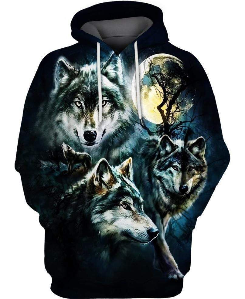 Native Wolf Moon Light Hoodie 3D All Over Print