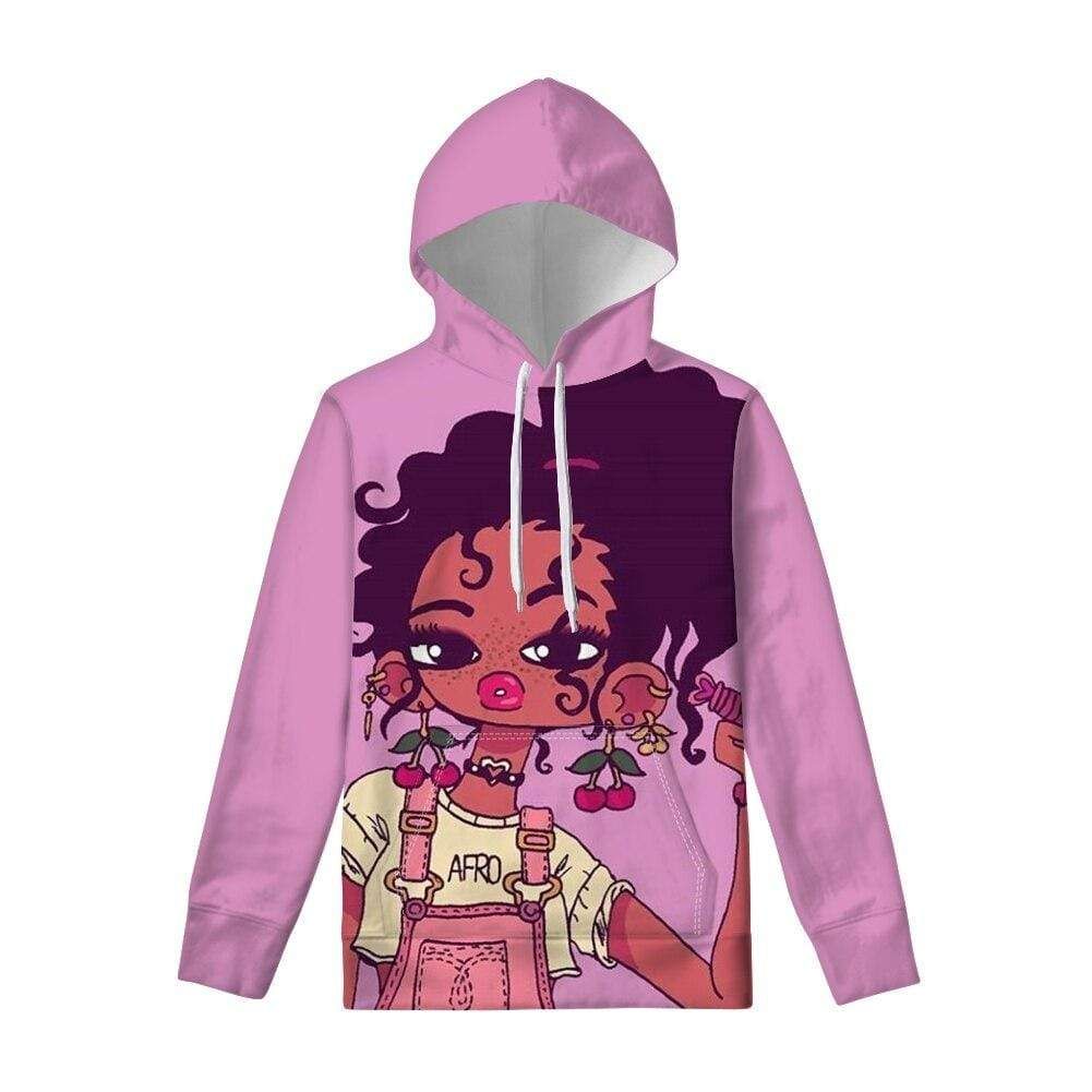 Afro Pink Girl Hoodie 3D All Over Print