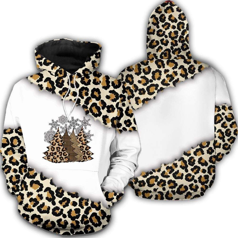 Christmas Tree Leopard Merry And Bright 3D All Over Printed Hoodie Sweater