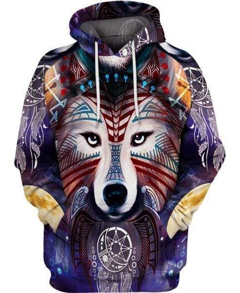 Native Wolf Color Hoodie 3D All Over Print