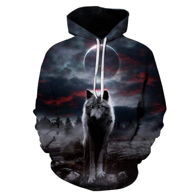 Amazing Wolf With The Moon Hoodie 3D All Over Print