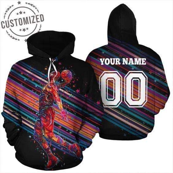 Personalized Basketball Colorful Player Custom Name And Number Hoodie 3D All Over Print