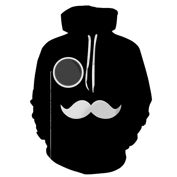 The White Mustache B&W Hoodie 3D All Over Print