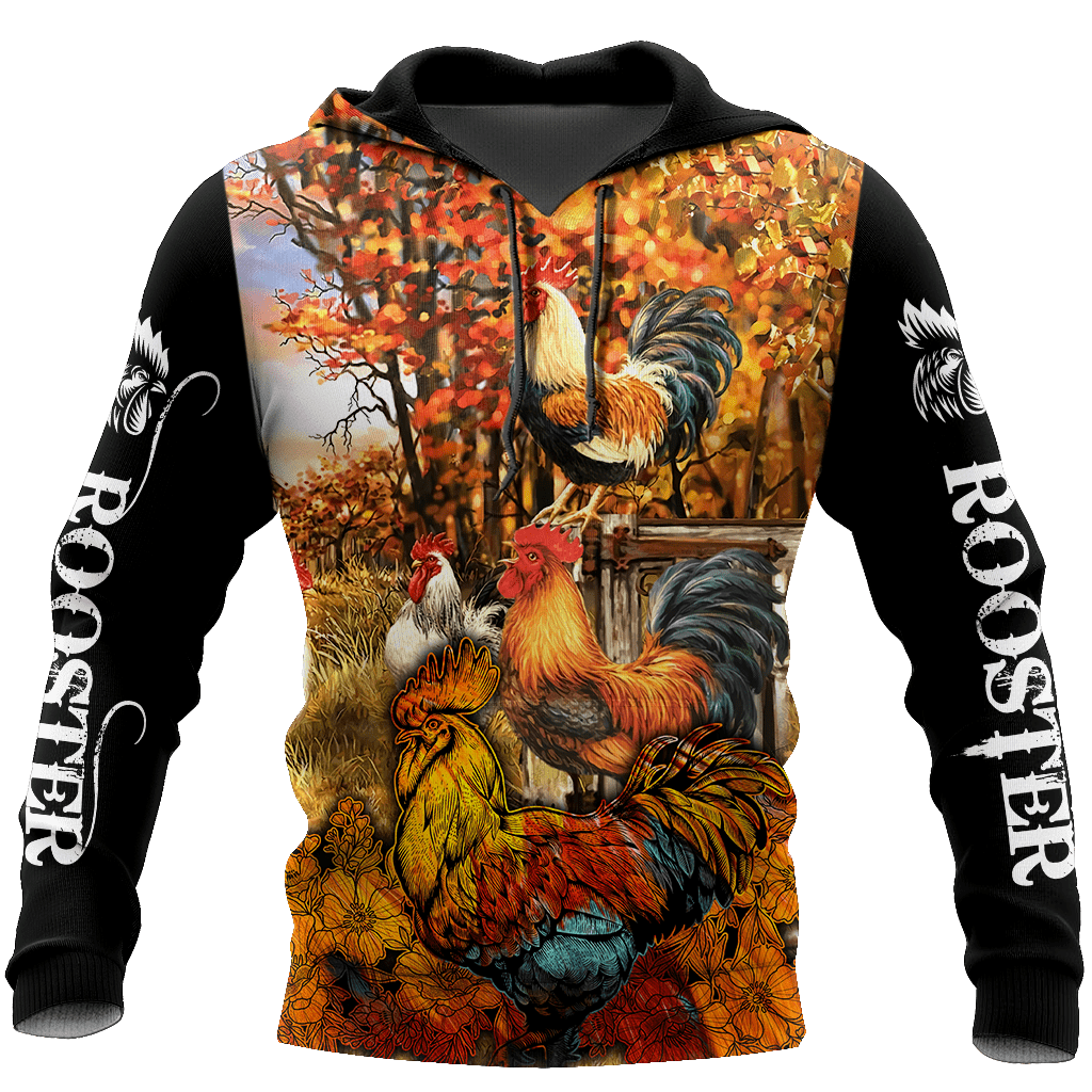 Happy Roosters On Farm Hoodie 3D All Over Print