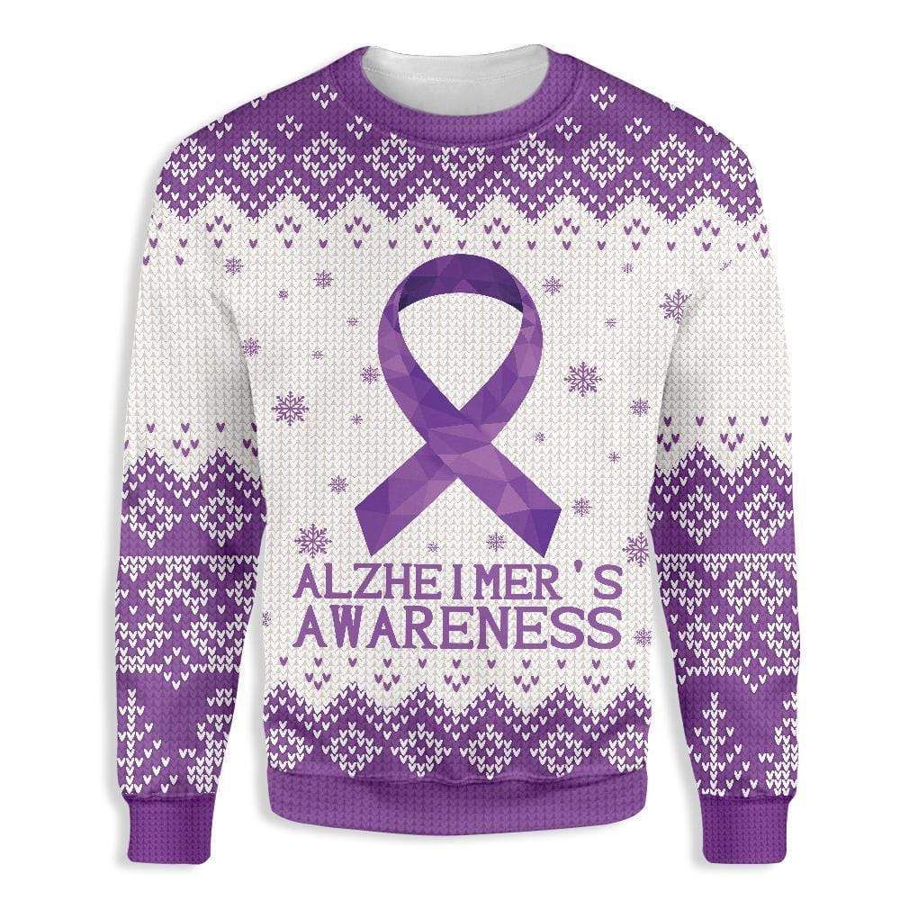 Purple Ribbon Alzheimer Awareness Sweatshirt All Over Print