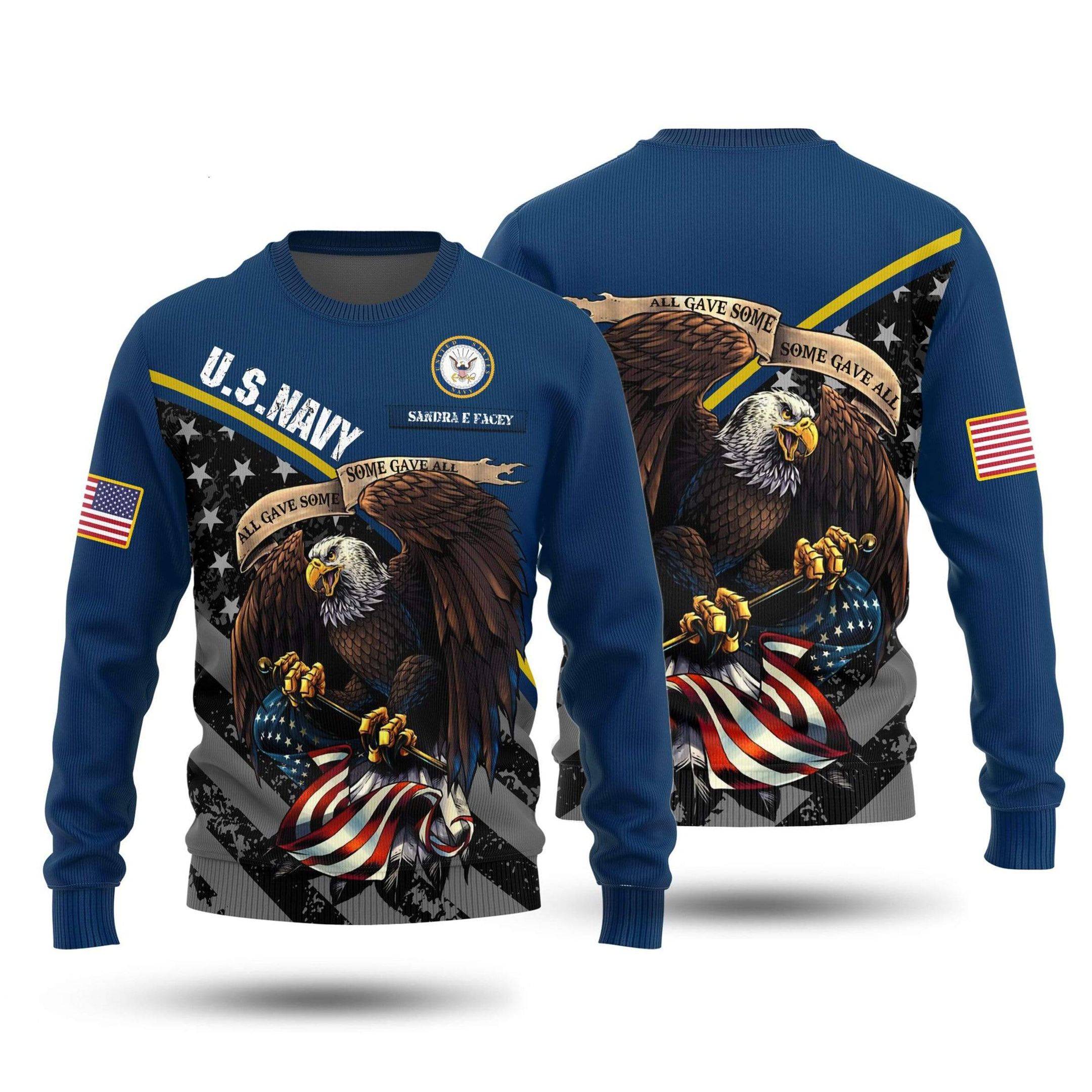 Personalized US Navy Custom Name 3D Over Printed Sweatshirt For Veteran