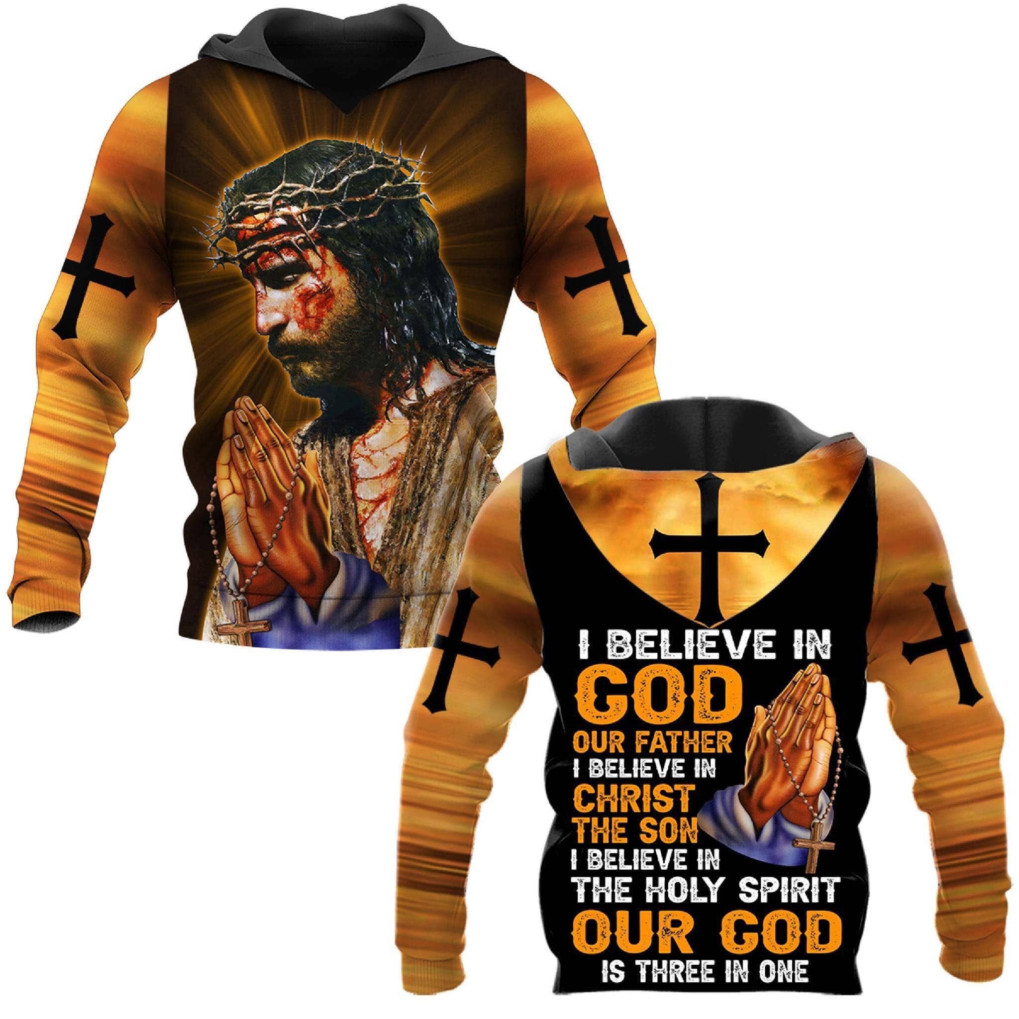 I Believe In God Our Father God Bless Us Christian Hoodie 3D All Over Print PAN