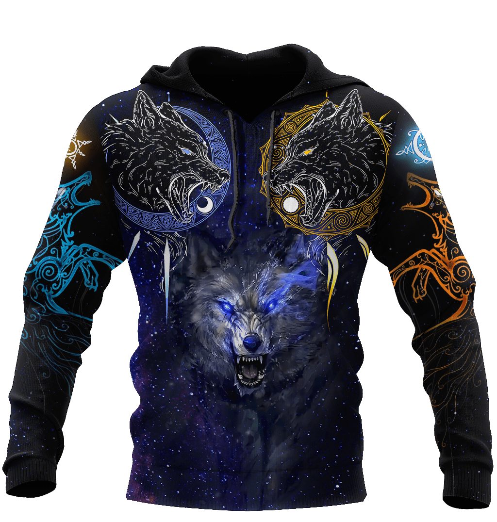 Viking Wolf Full Color Hoodie 3D All Over Print