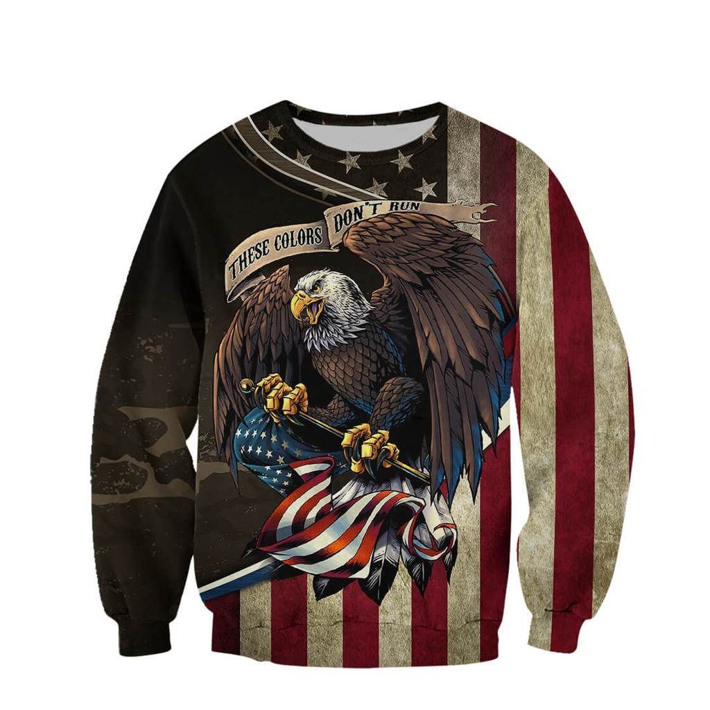 Eagle Veteran Distressed USA Flag Sweatshirt 3D All Over Print