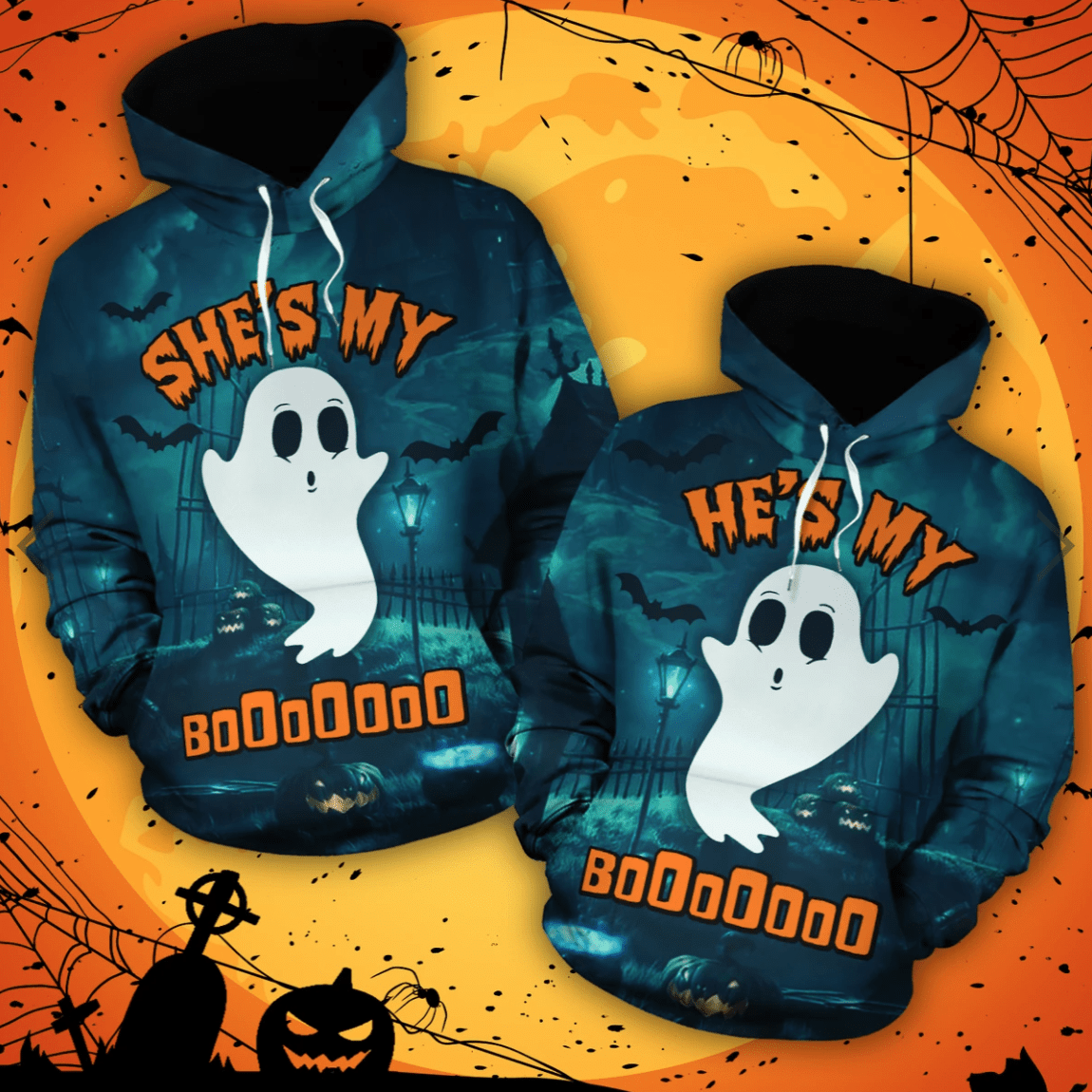 Halloween She'S And He'S My Boo Hoodie For Couple 3D For All Over Print
