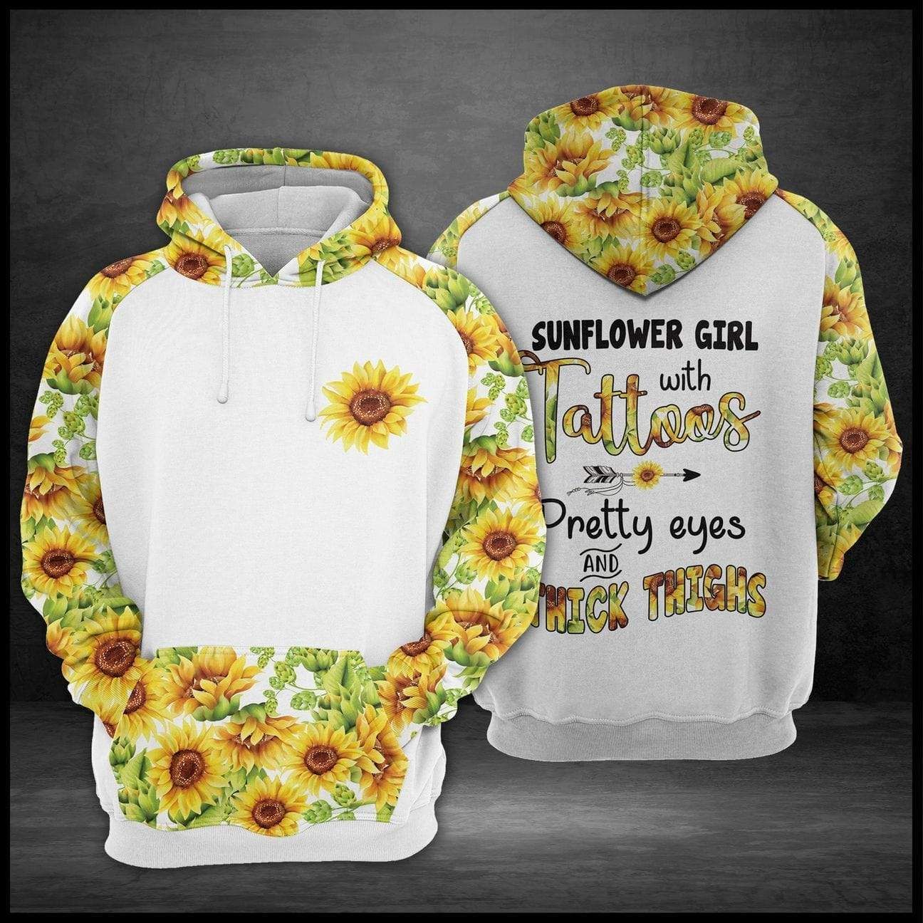 Sunflower Girl With Tattoos Hoodie 3D All Over Print