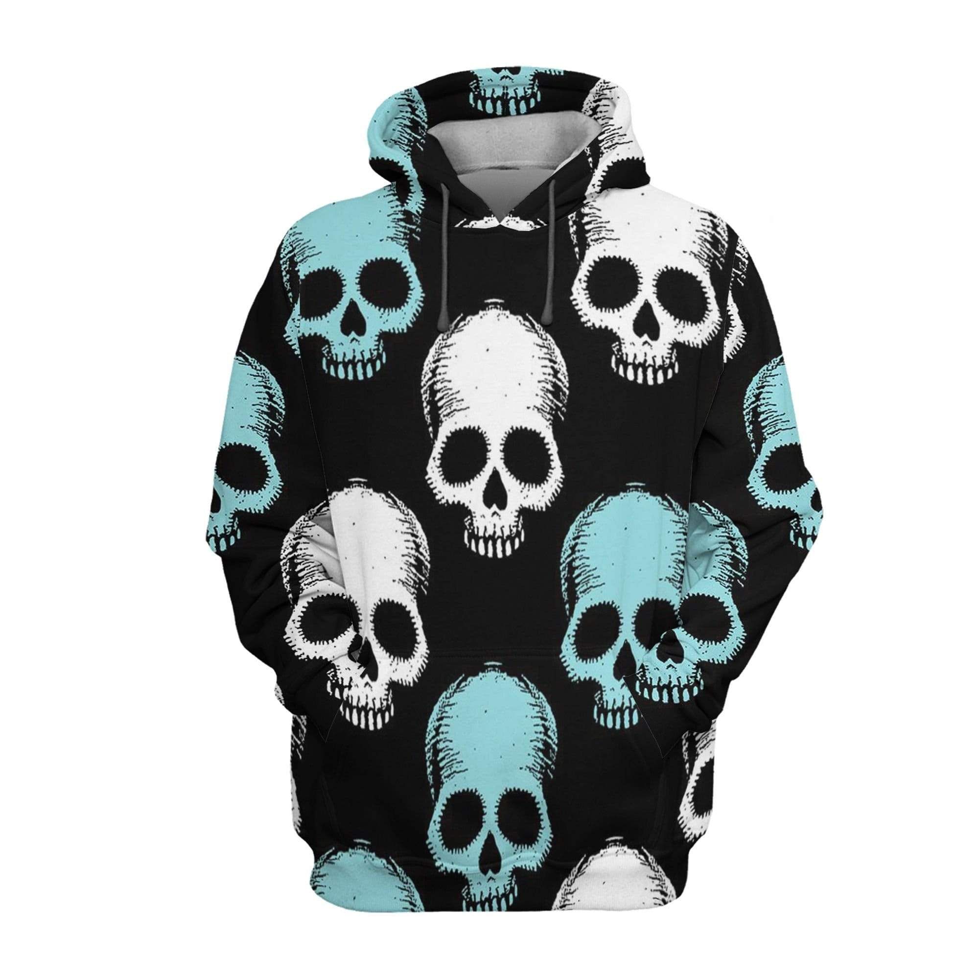 Turquoise Skull Unisex Hoodie 3D All Over Printed