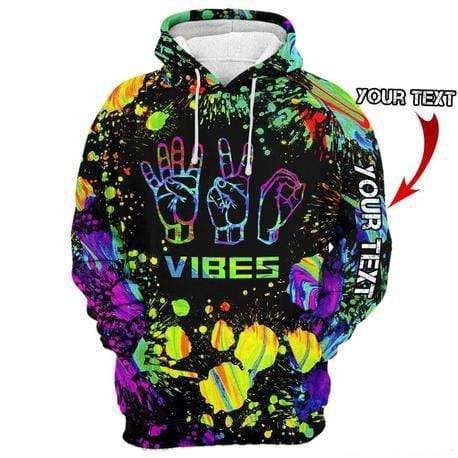 Personalized 420 Vibes Colorful Custom Name Hoodie 3D All Over Print PAN3HD0234