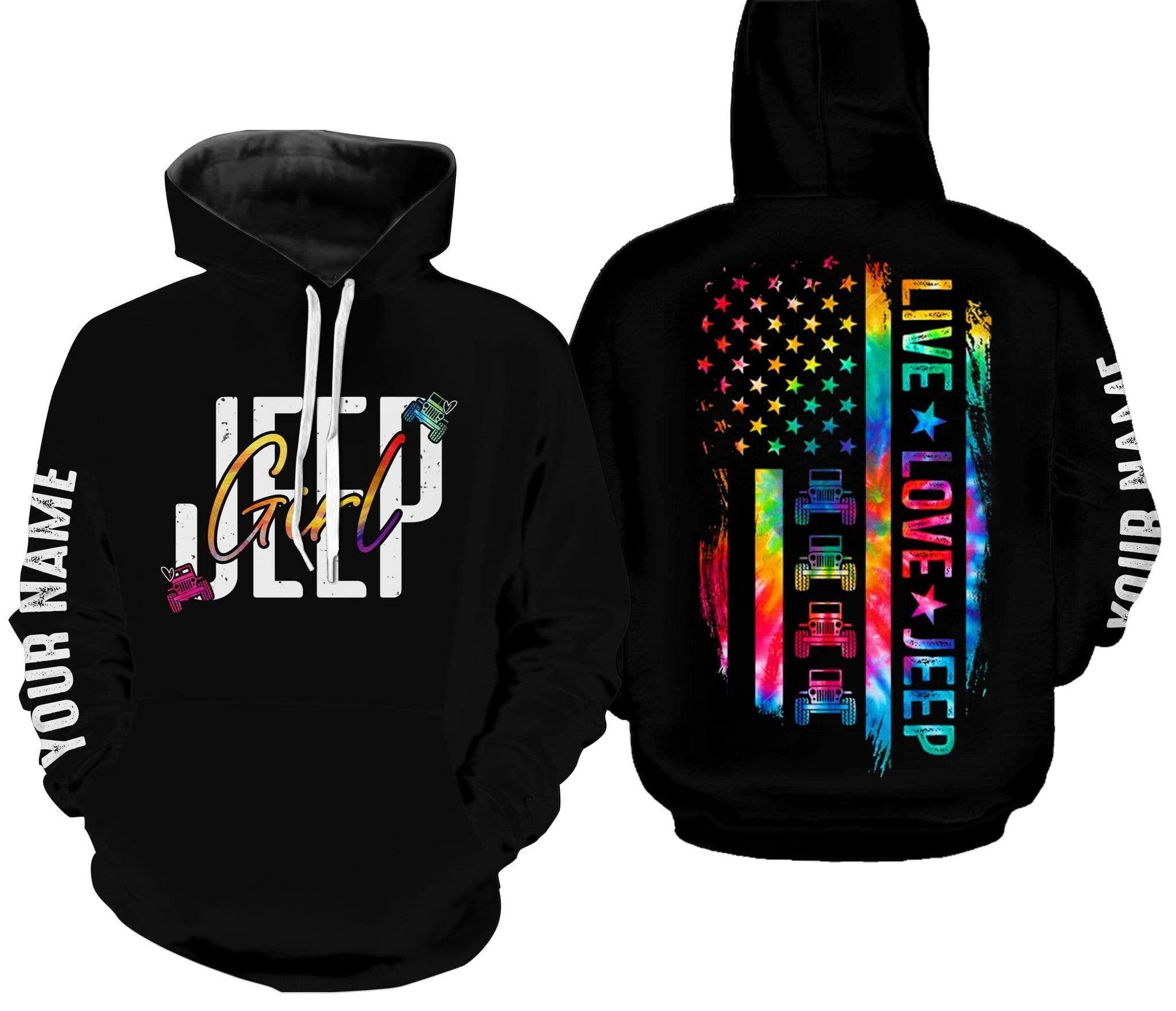 Personalized Custom Name Live Love Jeep Black Hoodie 3D All Over Print PAN