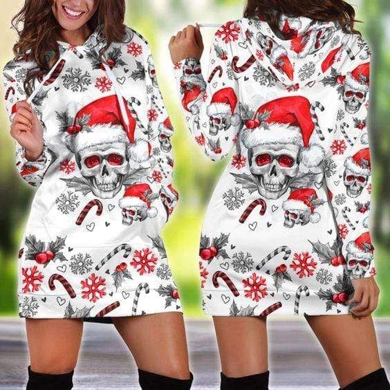 Christmas Skull Hoodie Dress 3D All Over Print