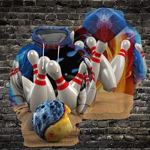Fire And Water Bowling Ball Hoodie 3D All Over Print