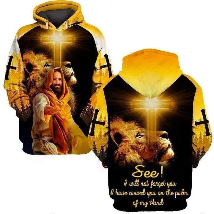 Jesus I Will Not Forget You I Have Carved You On The Palm Of My Hand Lion Hoodie 3D Aop