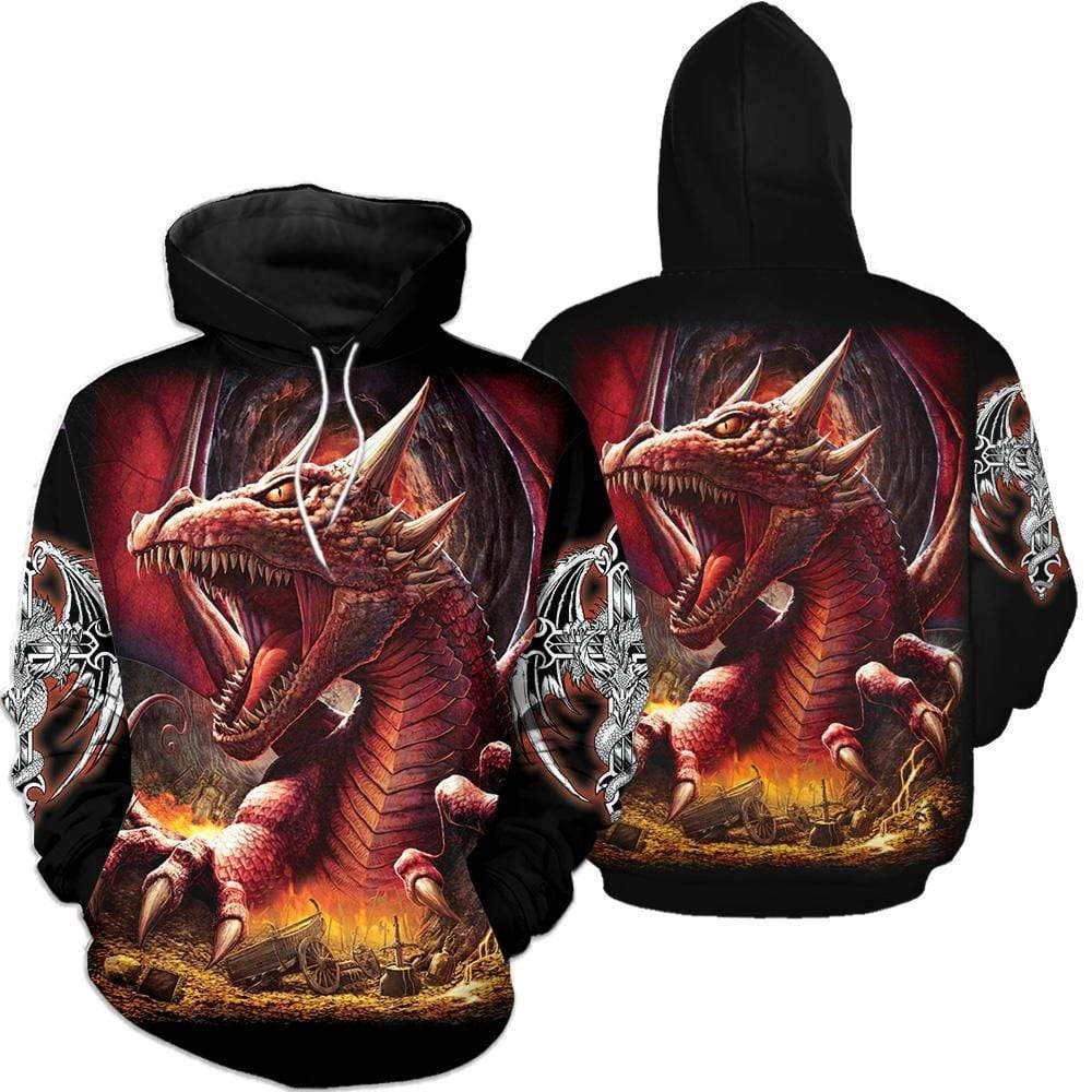 Armor Tattoo And Dungeon Dragon Fire Hoodie 3D All Over Print
