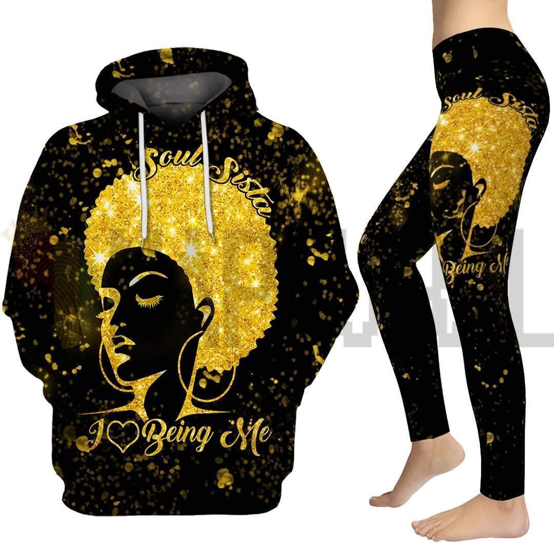 Black Queen I Love Being Me Legging And Hoodie 3D All Over Print PAN3DSET0010