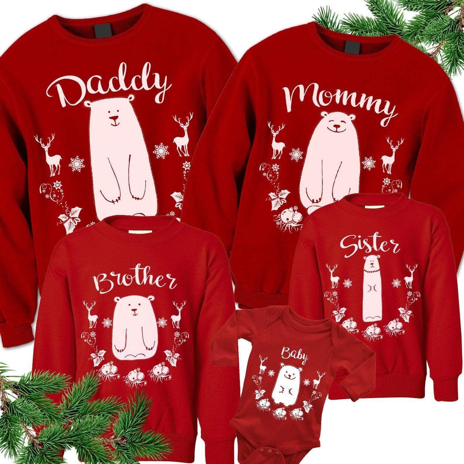 Personalized Cute Bear Ugly Christmas Matching Family Sweater