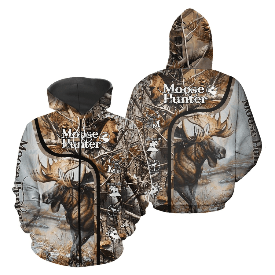 Moose Hunter Game Over Hoodie 3D All Over Print
