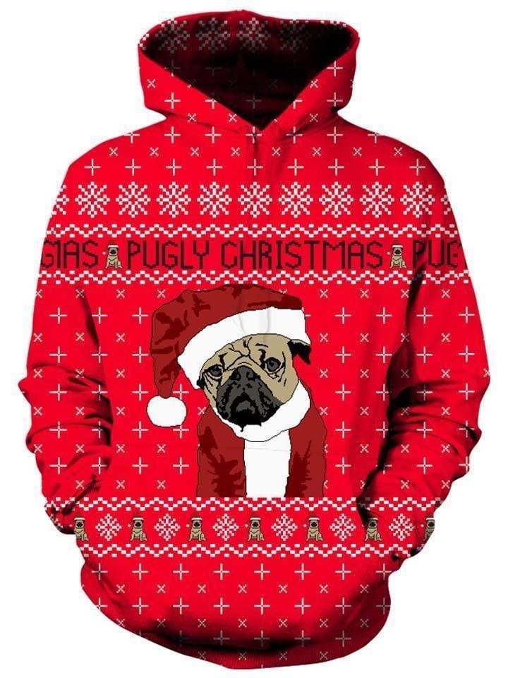 Pug Dog Lover Funny Ugly Christmas Hoodie 3D All Over Print