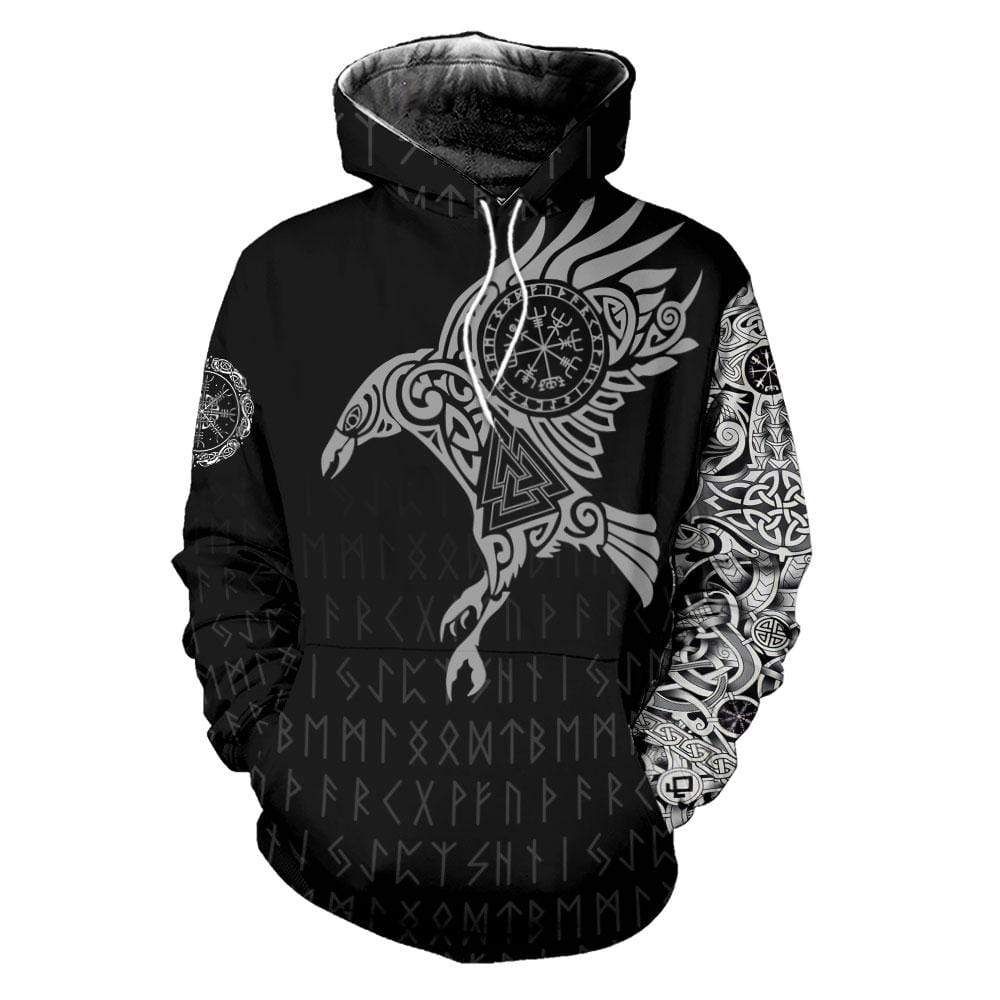 Vikings The Raven Of Odin Tattoo Hoodie 3D All Over Print