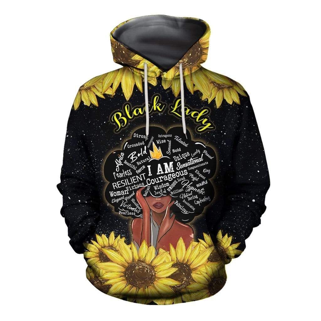 Black Queen Sunflower Gorgeous Hoodie 3D All Over Print