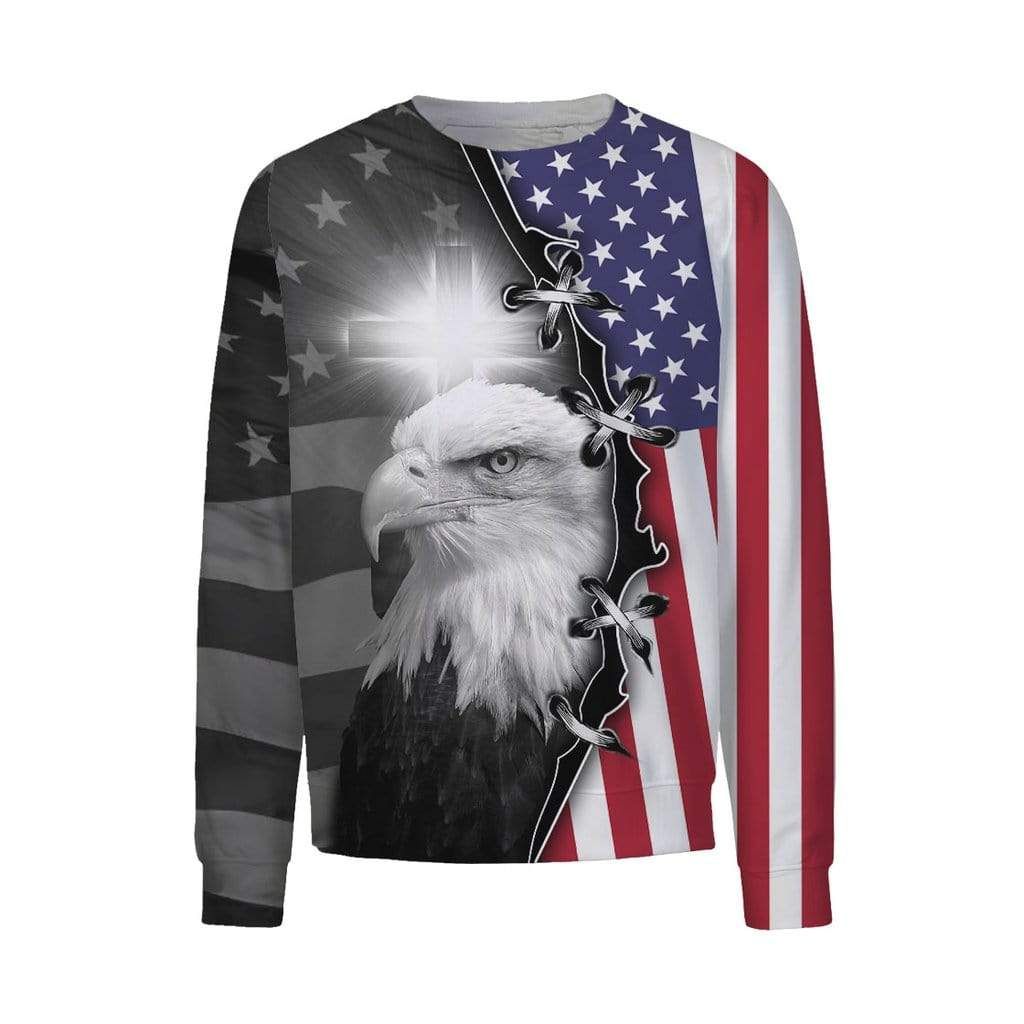 Stand For The Flag Eagle Cross Sweatshirt 3D All Over Print