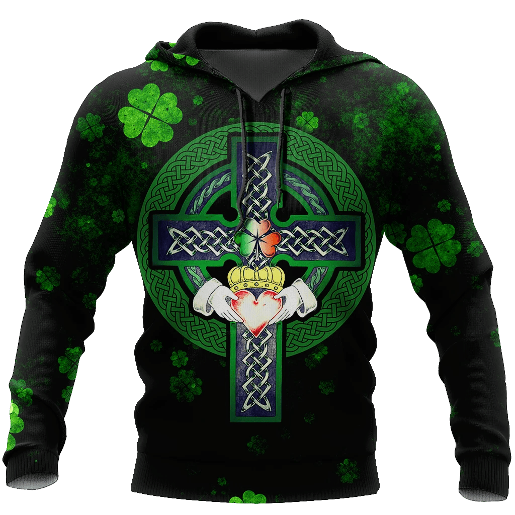 Irish St.Patrick Day Irish Celtic Cross Hoodie 3D All Over Print