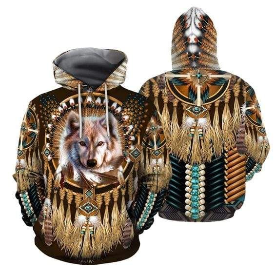 Native American Wolf Tribe Hoodie 3D All Over Print