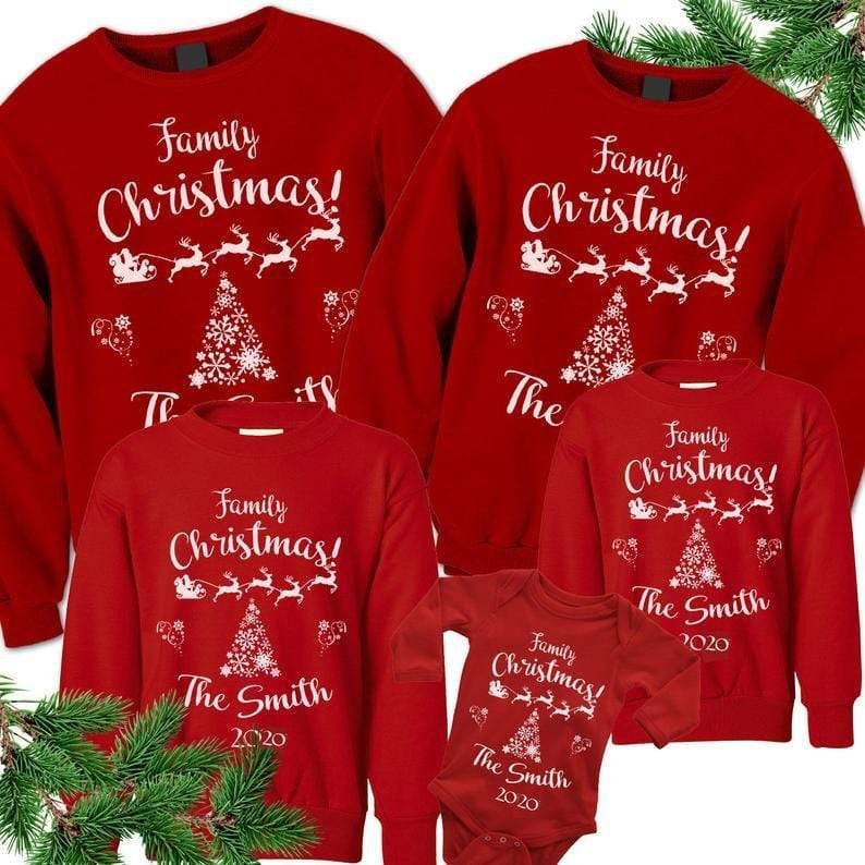 Personalized Matching Family Christmas Red Sweater