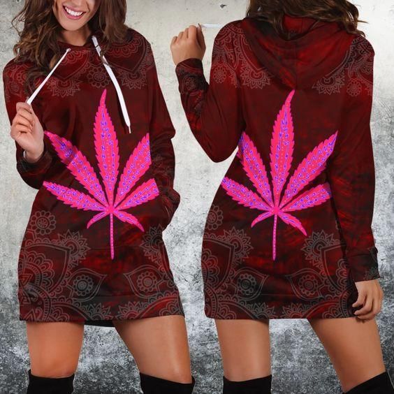 Hippie Red Weed Hoodie Dress 3D All Over Print PAN