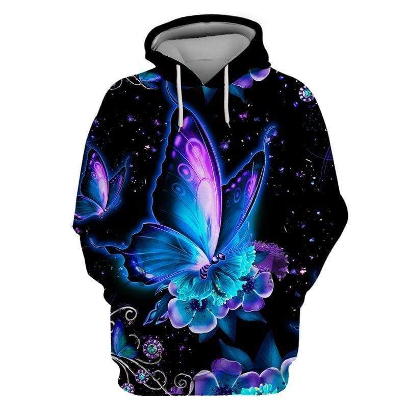 Purple Butterfly In The Night Art Hoodie 3D All Over Print PAN