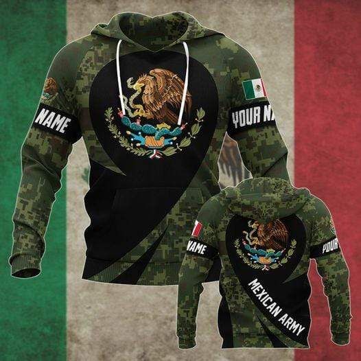 Personalized Custom Name Mexican Army Camo Hoodie 3D All Over Print PAN