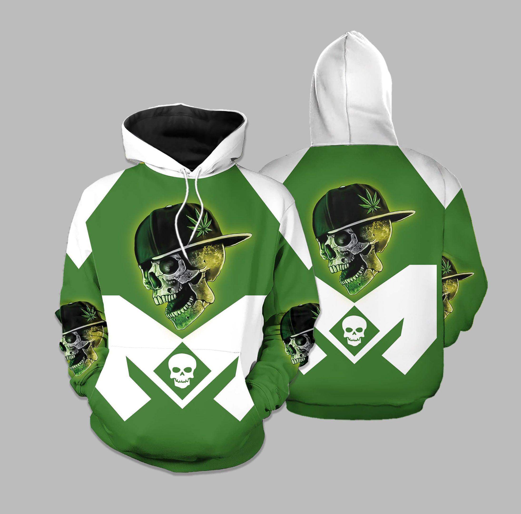 Skull Weed Green Hoodie 3D All Over Print