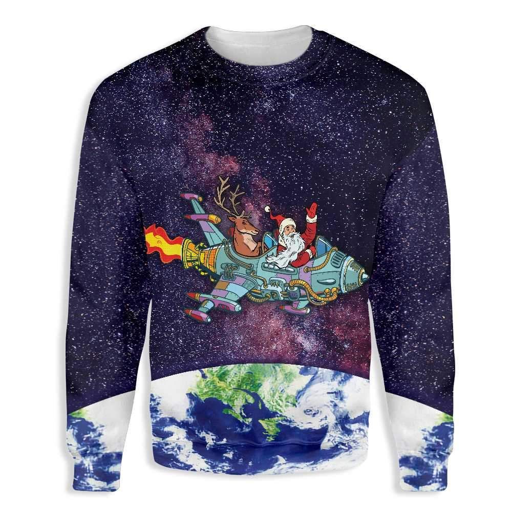 Santa In The Space Christmas Sweatshirt All Over Print