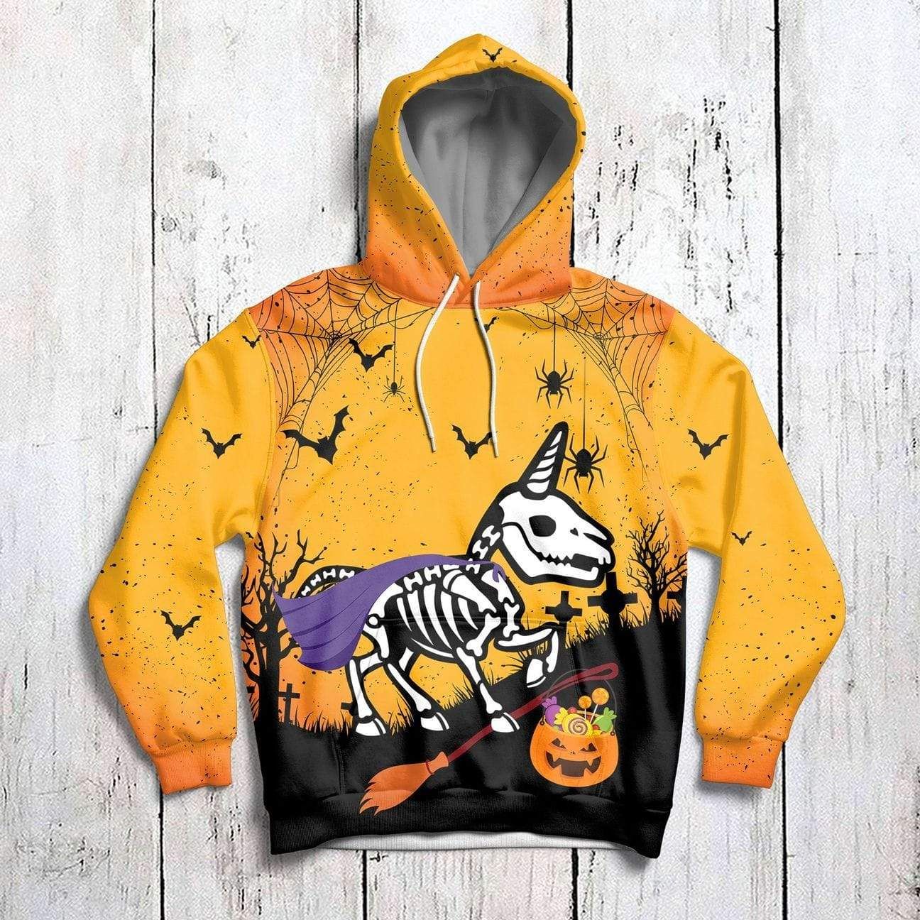 Halloween Skeleton Witch Unicorn Hoodie 3D All Over Print