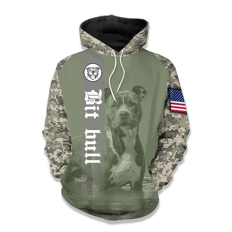 Pit Bull Camo Men And Women Hoodie 3D All Over Print