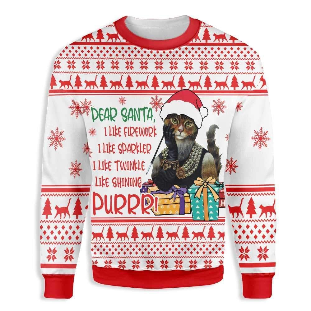 Dear Santa Funny Cat Ugly Christmas Sweatshirt