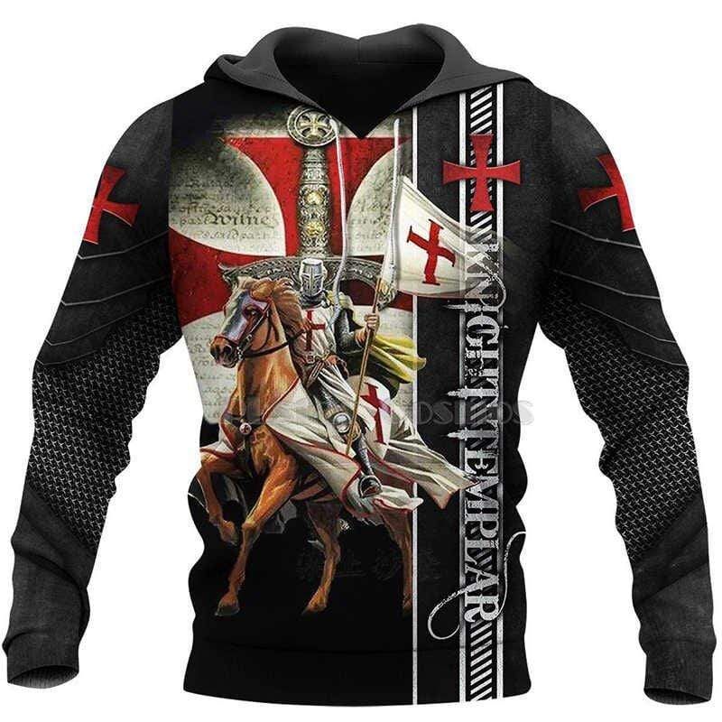 Knights Templar Cross Warrior Hoodie 3D All Over Print