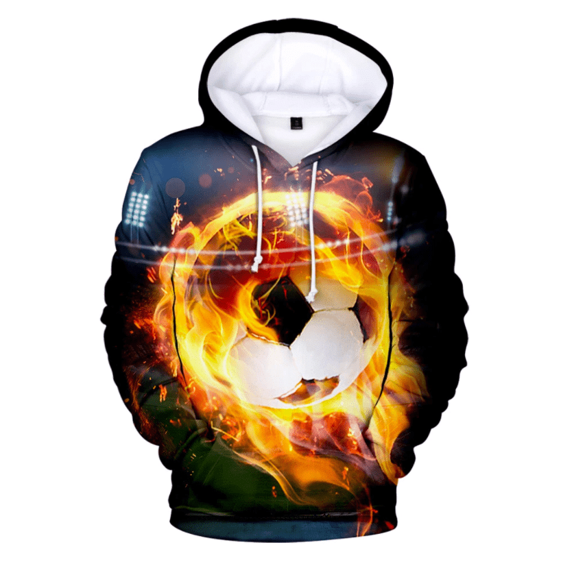 Burning Soccer Ball Fire Hoodie 3D All Over Print