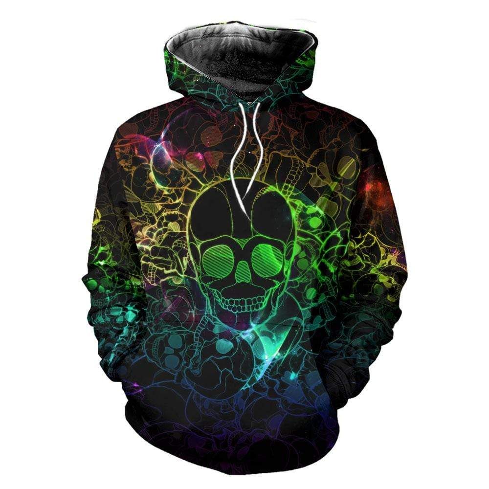 Skull Colorful Light Hoodie 3D All Over Print