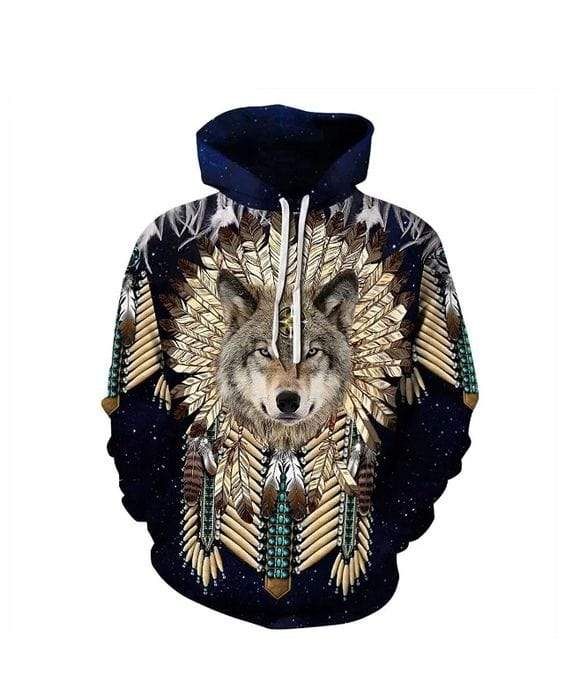 Native American Wolf Warrior Hoodie 3D All Over Print