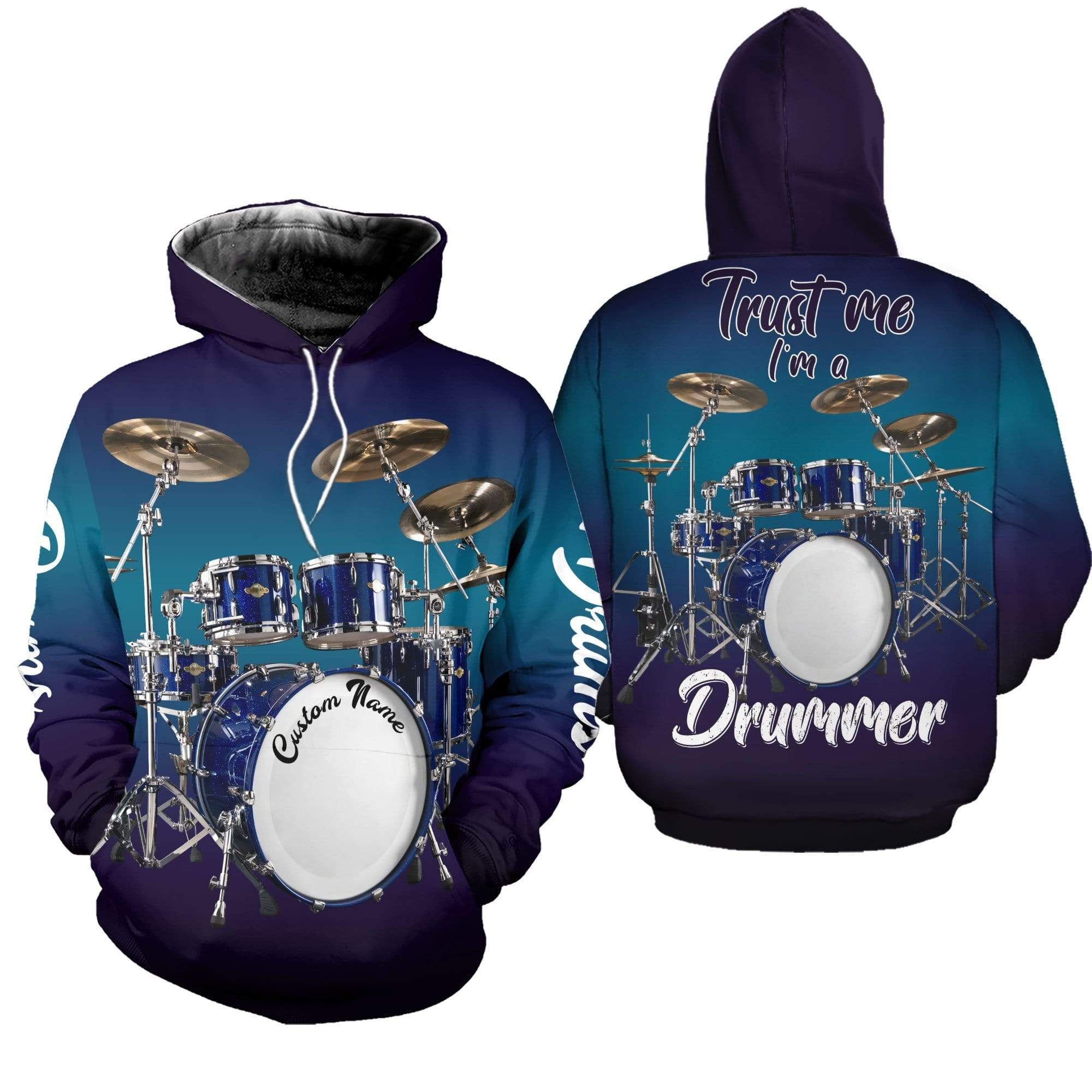 Personalized I'm A Drummer Drum Hoodie 3D All Over Print Custom Name PAN