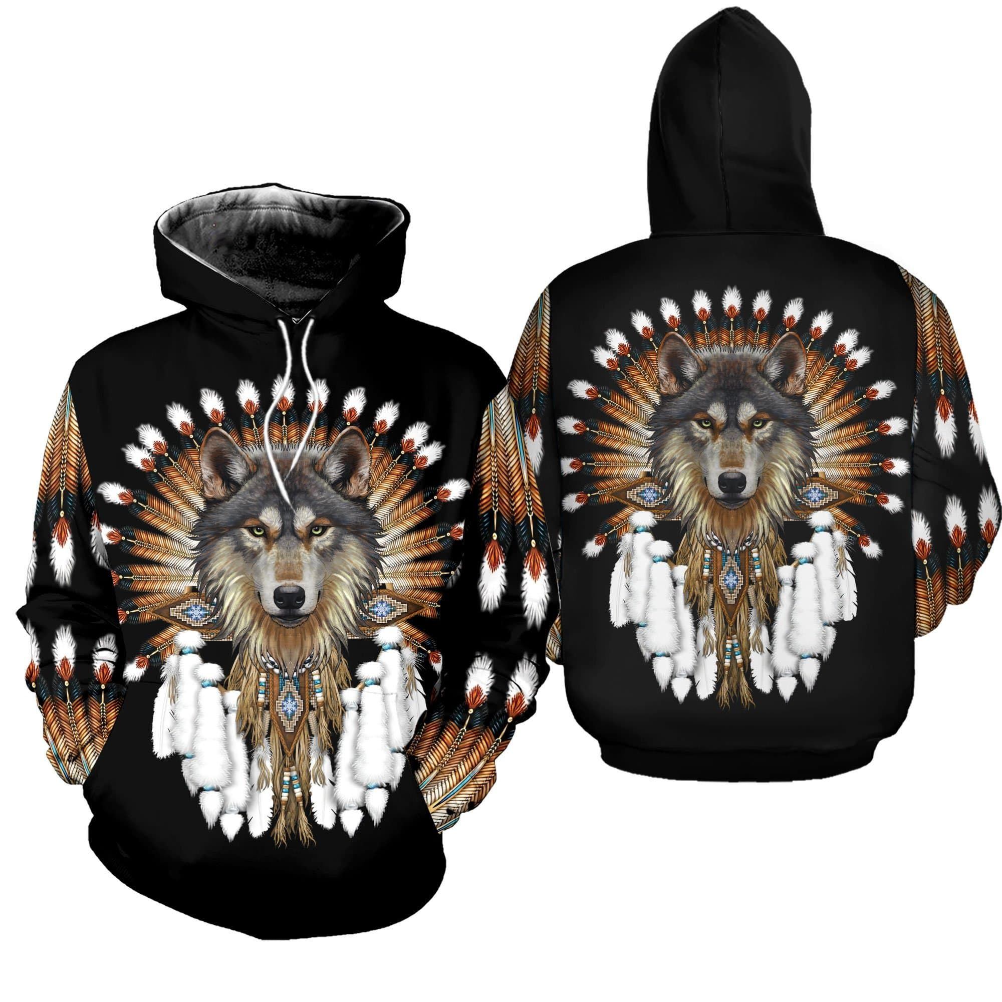 Native American Wolf Hoodie 3D All Over Print